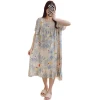 Summer women's cotton silk nightgown, loose and thin style with oversized short-sleeved pajamas, anti-protrusion cotton silk home wear, Korean version Item Picture